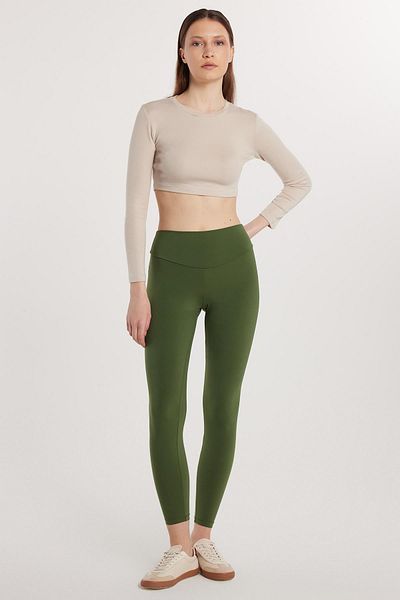 Tudors Women's Super Slim Elastic Waist Interlock Standard Size Normal Waist Khaki Tights