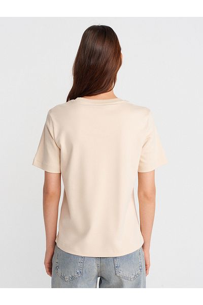 Dilvin 31763 Crew Neck T-Shirt-Stone