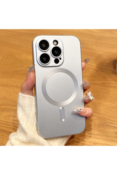 REDz Accessories Carcasă Luxury Soft Guard, Magsafe, compatibilă cu iPhone 13 Pro Max, mată, silicon, argintie