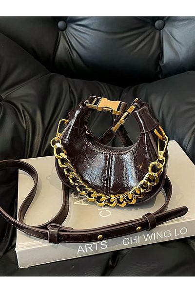 HONEY BAG Maya Chain Detail Mini Light Brown Women's Hand, Arm and Shoulder Bag