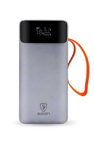 Spon 50000mAh Power Bank with 2 Built-in Cables, 22.5W Hanging Lanyard and Display