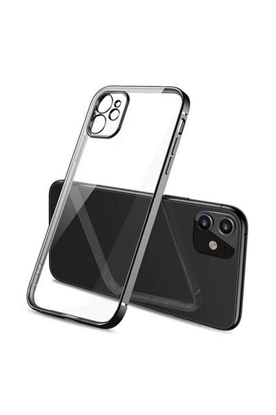 REDz Accessories Carcasă compatibilă cu iPhone 12, transparentă, silicon, neagră/transparentă