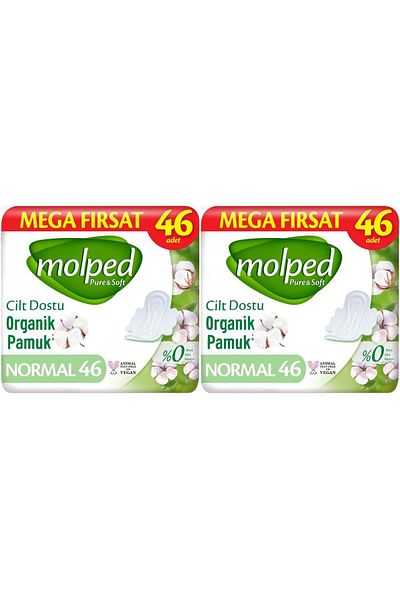 Molped Pure&Soft Sanitary Pad Normal 92 (2Pk*46) Piece Mega Pk