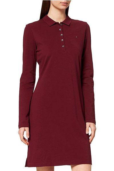 Tommy Hilfiger Rochie mini Tommy Hilfiger cu logo discret Rosu Bordo S INTL