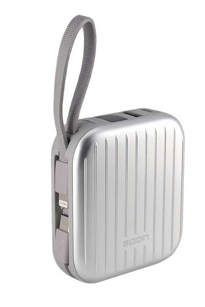 Spon 10000mAh Mini Power Bank Built-in 2 Cables Supports 22.5W Fast Charging
