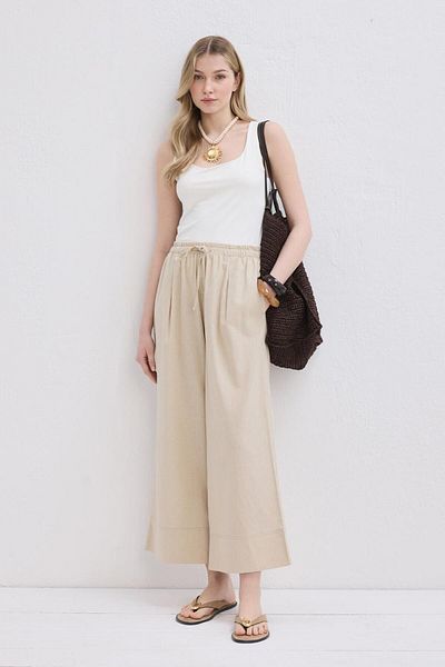 KADRİYE BAŞTÜRK Doren Linen Trousers Natural