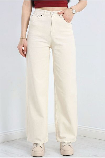 Shield Life Beige Wide Leg Super High Waist Women's Pants