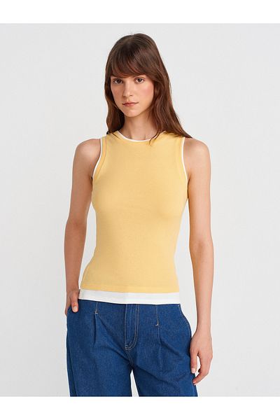 Dilvin 21086 Couple Look Sleeveless Top-Yellow