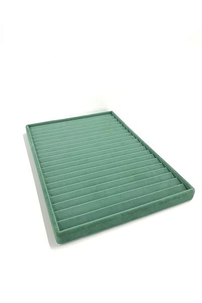 MeGass Dekor Domestic Production Madrid Model Suede Fabric Green Color 34/24 Cm Stepped Drawer Ici Bracelet-necklace Stand