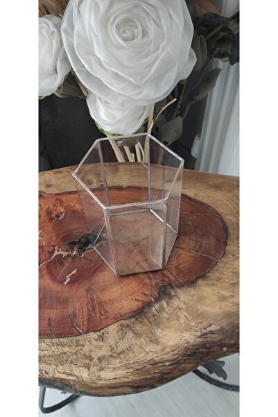 Aly cam geometrik fanus altıgen mumluk