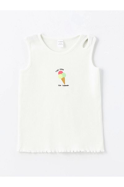 LC Waikiki Lcw Kids Ecru Crew Neck Baby Girl Blouse and Shorts Set of 2