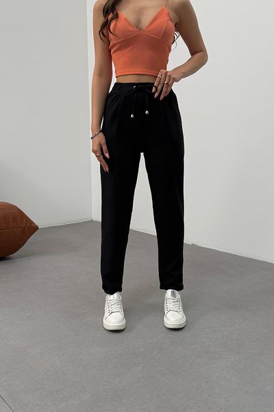 BİKELİFE Women's High Waist Ankle Length Elastic Waist Fabric Pants