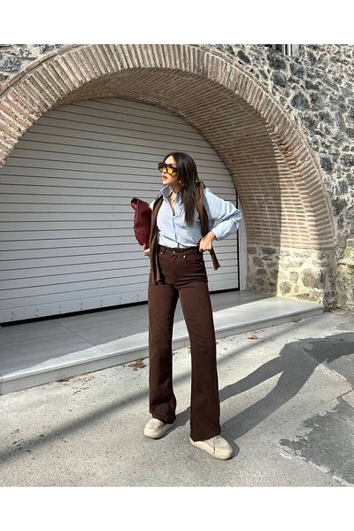 MY LİKA Brand Model Brown Straight Jeans