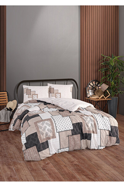 Karden Flower Eva Ranforce Pamuklu Çift Kişilik Nevresim Seti - Çarşafsız