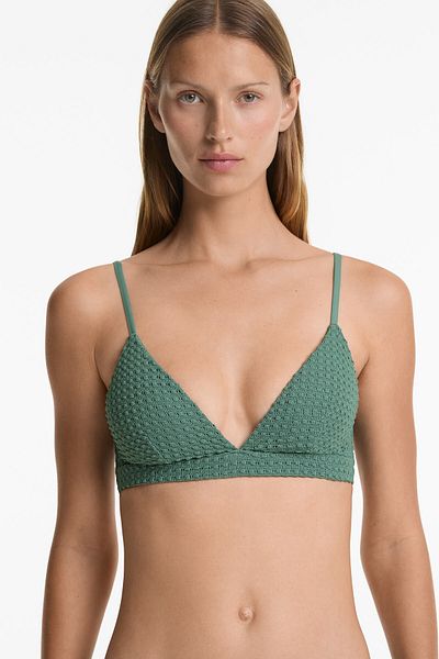 Oysho Bubble-texture Crochet Triangle Bikini Top