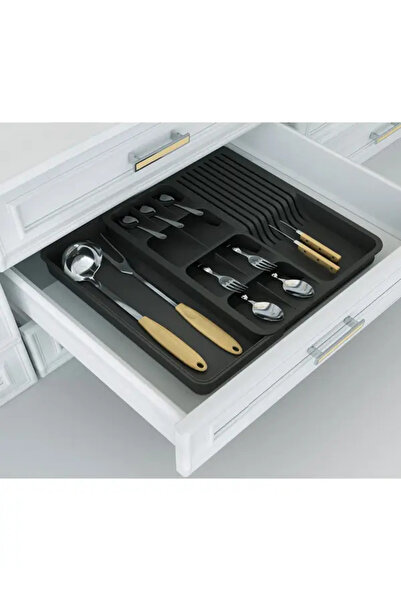 GenelTedarik Expanding Spoon Holder Knife Holder Organizer Black