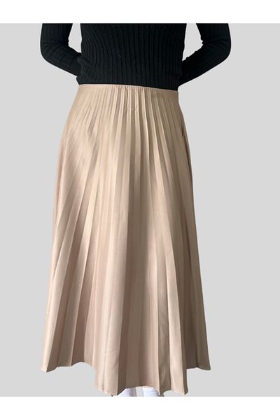 Damla Mink Women's Elastic Waist Pleated Skirt