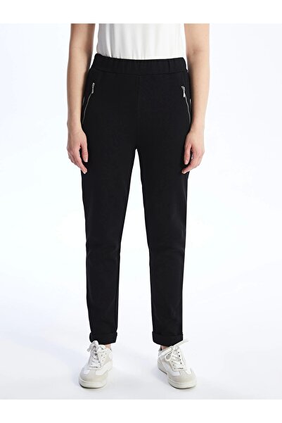 LC Waikiki LCWAIKIKI Basic Siyah Kadın Beli Lastikli Düz Eşofman Altı