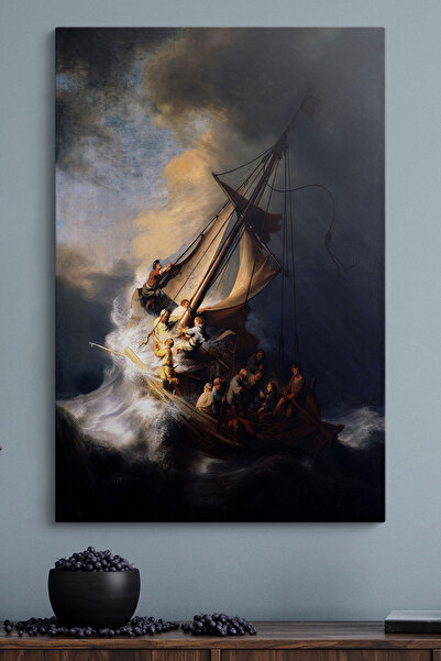 TabloShop Rembrandt - Celile Denizi'nde Fırtına Tablosu - Tarihi Duvar Dekoru