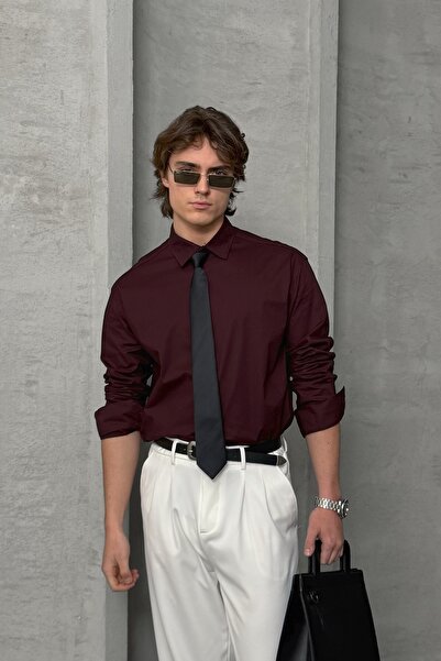 HYMAN Ανδρικό πουκάμισο από βαμβακερό ποπλίνα Oversize