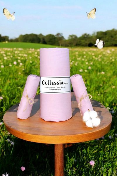 CollessiaHome طقم ملاءة سرير مطاطية مزدوجة من الخيزران المميز - وردي