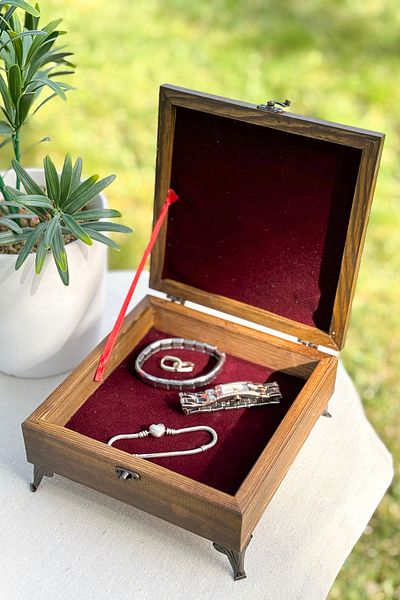 FARİKA Wooden Patterned Multi-Purpose Jewelry - Jewelry Box - Esin