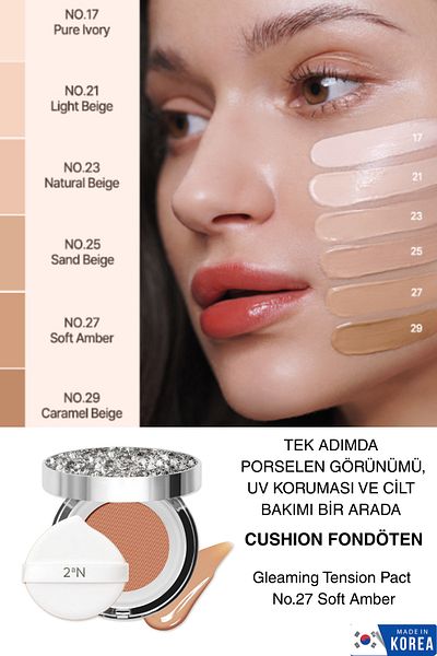 2aN Compact Foundation- Porcelain Finish, Uv Protection, All-Day Moisturizing Effect No.27 Soft Amber