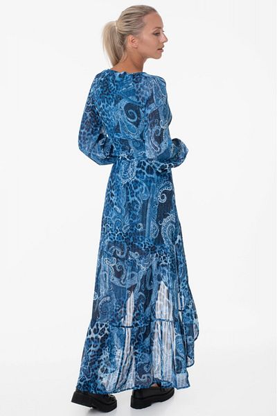 Guess Rochie asimetrica Guess cu imprimeu paisley W3YK48 Bleumarin L INTL