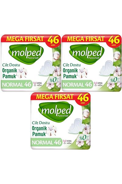 Molped Pure&Soft Sanitary Pad Normal 138 (3Pk*46) Piece Mega Pk