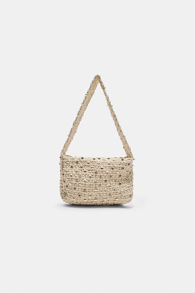 Stradivarius Beaded crochet shoulder bag