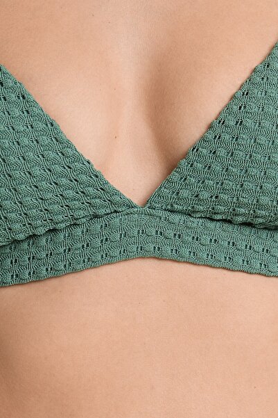 Oysho Bubble-texture Crochet Triangle Bikini Top