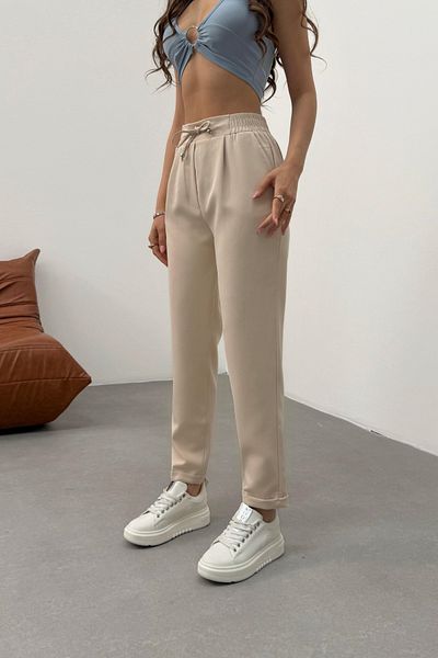 BİKELİFE Damenhose aus elastischem Stoff mit hoher Taille und knöchellanger Taille