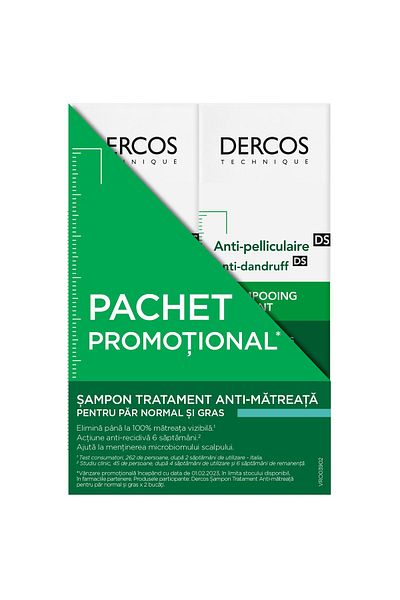 Vichy Pachet: 2 x Sampon anti-matreata Vichy Dercos pentru par normal si gras