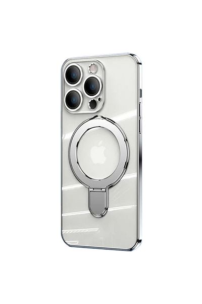 REDz Accessories Carcasă Safe Ring, Magsafe, suport pentru inel, compatibilă cu iPhone 14 Pro, silicon transparent, argintie