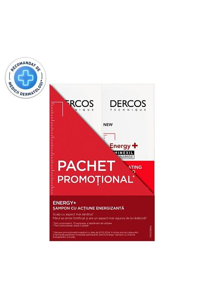 Vichy Pachet: 2 x Sampon anti-matreata Vichy Dercos Energizant