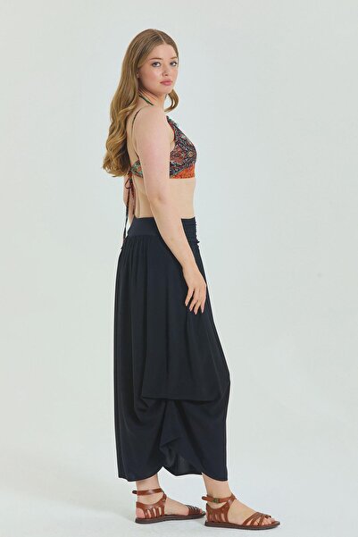 Los banditos Elastic Waist Draped Detailed Large Size Skirt