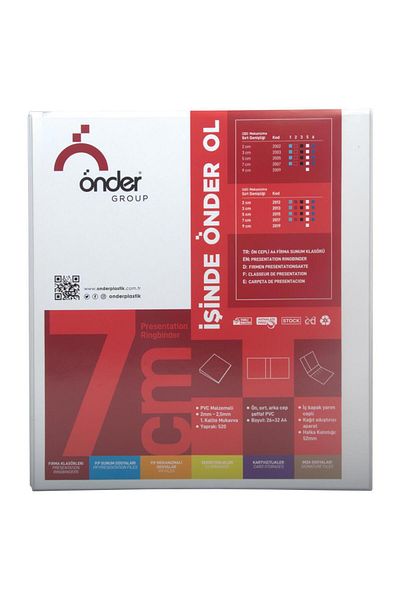 Önder 4 Ring Folder Pvc Pockets 7 cm - White