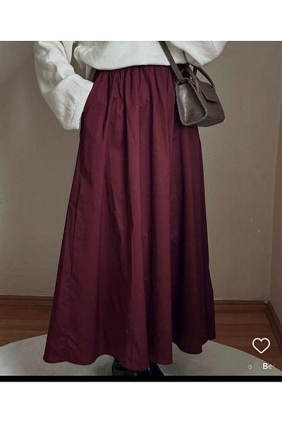 La MatildaLingerie Belt Elastic Poplin Burgundy Skirt Without Pockets