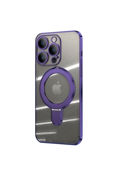 REDz Accessories Carcasă Safe Ring, Magsafe, suport pentru inel, pentru iPhone 15 Pro Max, silicon transparent, violet