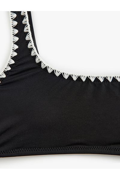Koton Lined Lightly Supported Crochet Detailed U-Neck Bralette Bikini Top