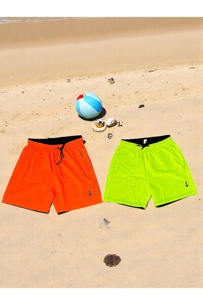 Karatopak 2 adet deniz şortu - 2 cepli içi Fileli , bel lastik ve bağlama ipli