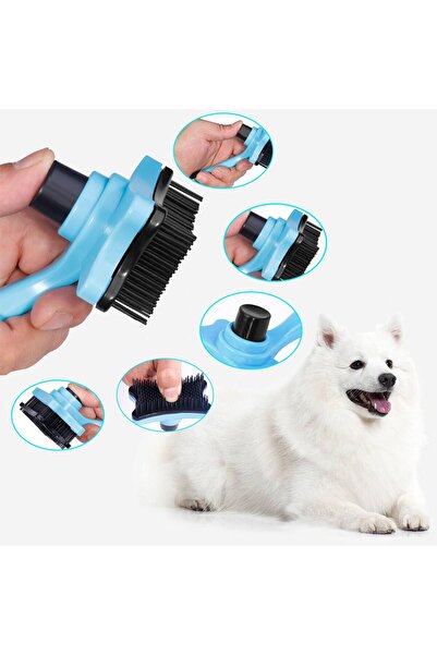 Ecosell Cat Dog Pet Hair Grooming and Scratching Brush with Keys Blue