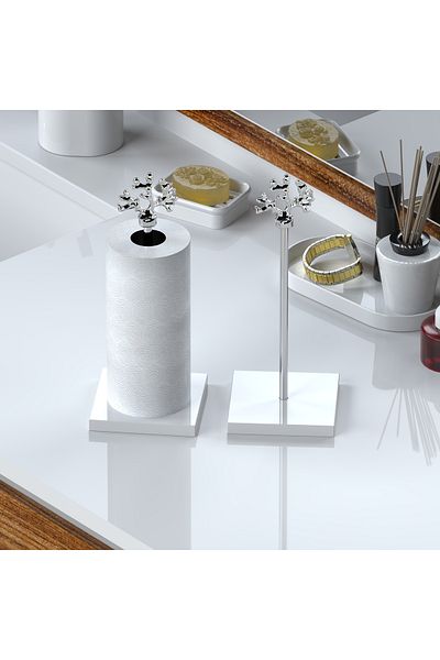 EOCRAFT Composite Granite, Marble Paper Towel Holder and Napkin Holder with Silver Metal Handle
