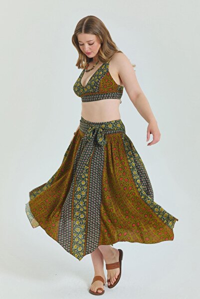 Los banditos Gipe Детально оздоблена спідниця великого розміру з поясом на талії