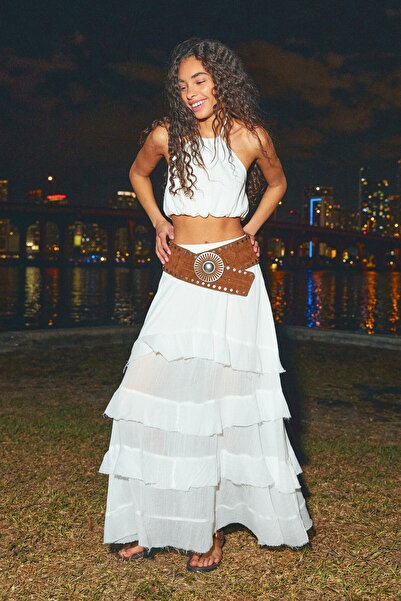 Bershka Ruffled maxi skirt