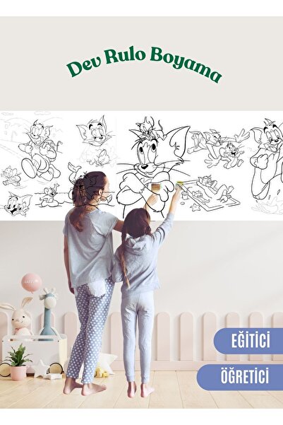 MASAL EVRENİ Tom ve Jerry Boyama Etkiniği - Dev Boyama Rulosu 2 metre
