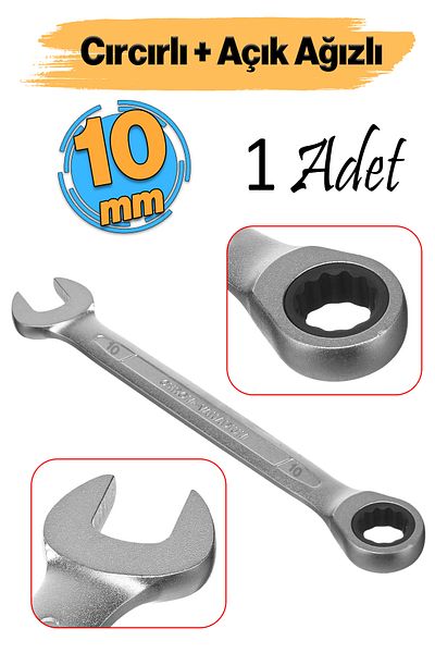 Badem10 Ratchet Wrench 10mm Open Mouth Straight and Ratchet Combined Wrench 1 Piece Nut Removal Tightening