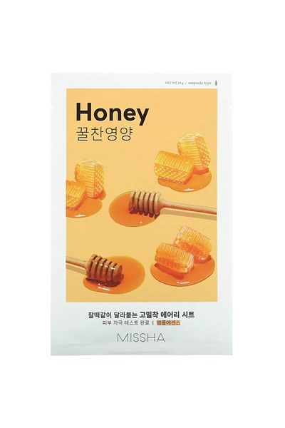Missha Mască cu miere pentru luminozitate Airy Fit Sheet Mask Honey, 19g
