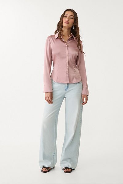Stradivarius Fitted satin T-shirt