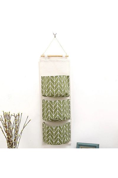 CRACOS Organizator suspendat pentru baie, 3 rafturi textile, culoare verde